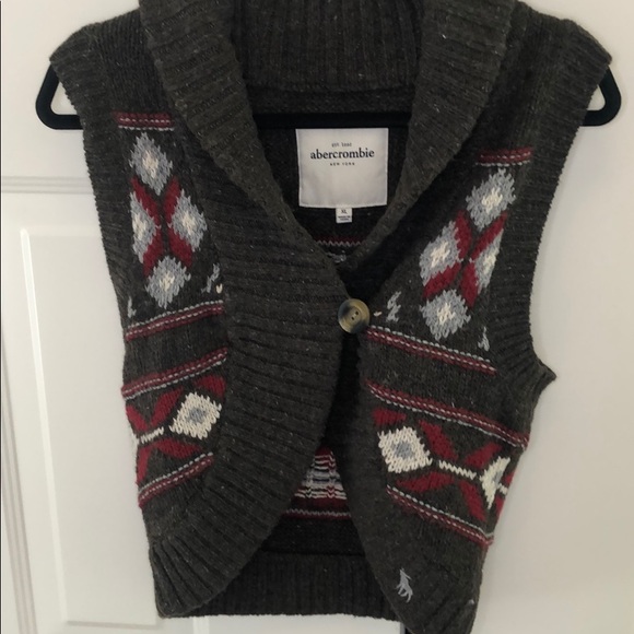 Abercrombie Brown Knit w Color block detail Vest - Picture 2 of 6